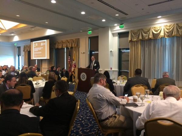Schoonveld discusses the Network 2028 Modernization plan at the April luncheon.