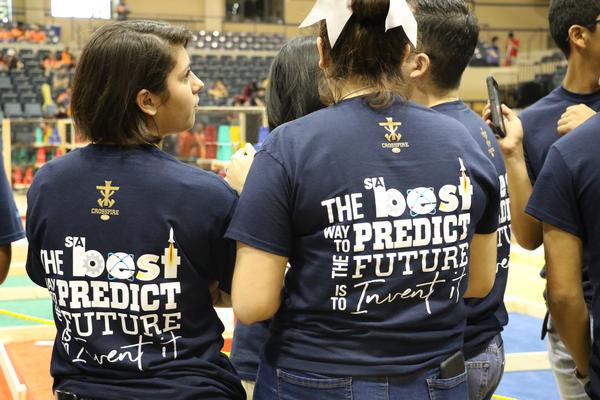Teammates cheer each other on during October's San Antonio Boosting Engineering, Science and Technology (SABEST) competition. Winners of SA Best and Overall team awards received a grant from the chapter.