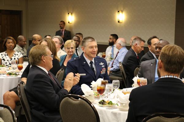 Chapter members welcome Gen. Spangenthal, guest speaker for their Lunch, Learn, Network event in October.