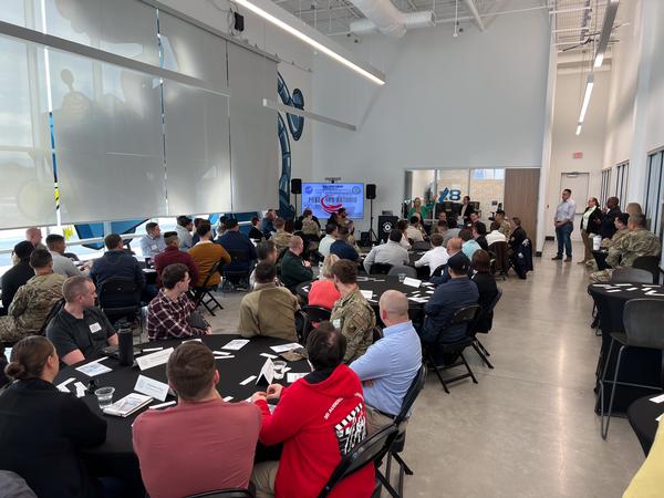 Mentors and mentees gather at the Boeing Center at Tech Port, San Antonio, for the January event.