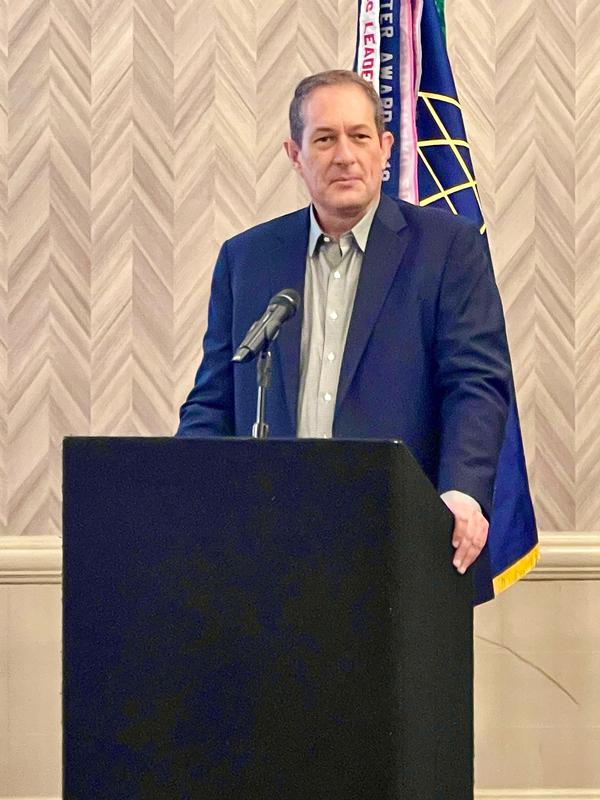 Perschbach discusses the new innovation and technology hub in the downtown Southside of San Antonio at the August event.