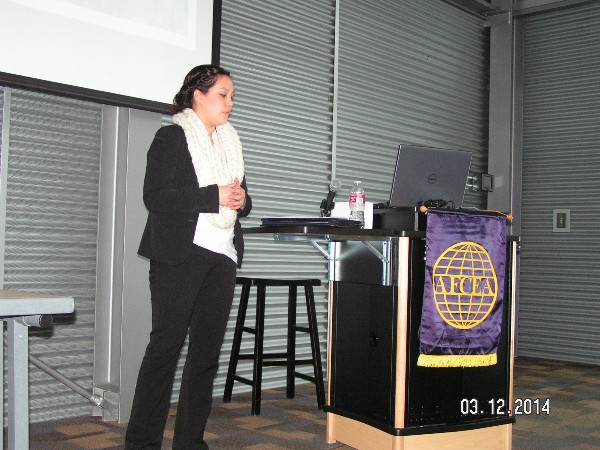 Lauren Seawright, an intelligence analyst with the FBI Anchorage Field Office, discusses cyberthreats at the March luncheon.