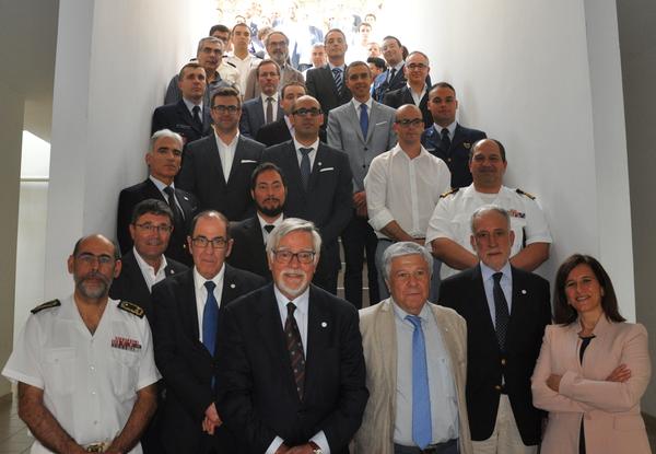 Adm. Rodolfo gathers with the participants of the May student clubs meeting, including Adm. Marques (l) and Rear Adm. Mario Durao, PRT N (Ret.), chapter president (2nd from r).