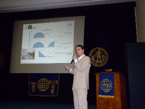 Luis Foa Torres, Ph.D., National University of Cordoba, presents on nanotechnology at the chapter's November symposium.