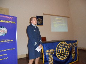 1st Lt. Norma Sotelo, FAA, general staff of the Air Force, presents to attendees at the September symposium.