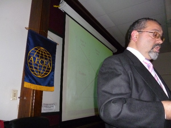 Claudio Muoz, professor and director of the Electromagnetic Compatibility Laboratory at the Technological Institute of Buenos Aires, presents at the chapter's August conference.