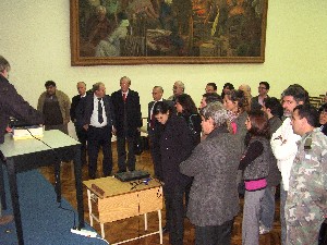 Bolognini shows holograms to attendees of the June conference.