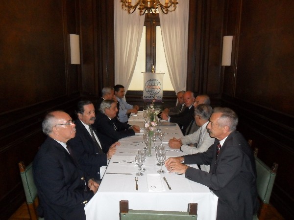 New board members gather for lunch during the December meeting.