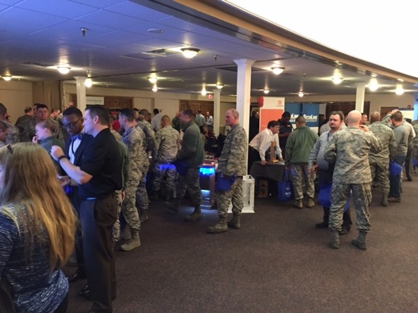 Military and government attendees explore the exhibit floor at the 4th Annual Barksdale Air Force Base Technology Exposition in February. 