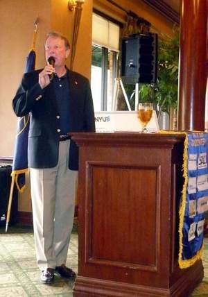 Gen. Charles C. Campbell, USA (Ret.), provides the keynote address for the chapter's November membership luncheon. Photo courtesy of the Shreveport Times.