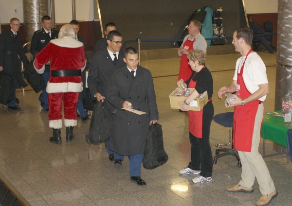The chapter hands out goodies to more than 3,100 troops during Operation Holiday Leave in December.