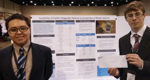 A magnetic field generator project by Christian Jamison and Breyden Woods captures high school honors at the 2016 Gwinnett County Regional Science, Engineering and Innovation Fair in February.