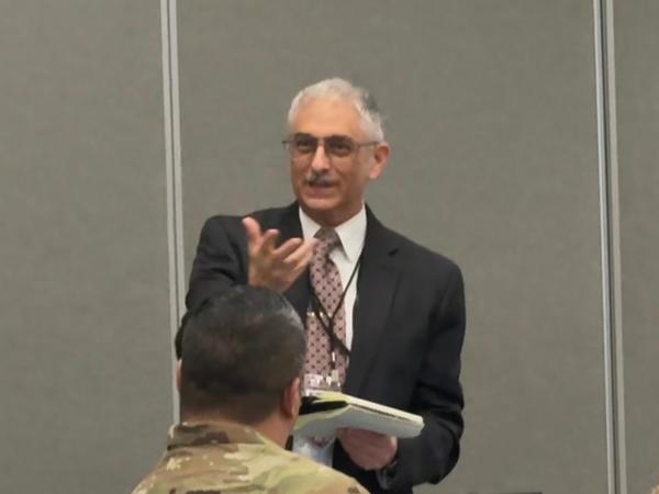 Alan Greenberg, chief information security officer for the city of Atlanta discusses cybersecurity issues during the February exercise.