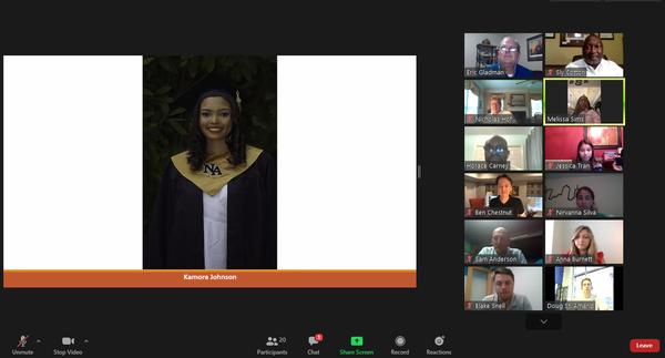 At the virtual event in June, Kamora Johnson is the second 2020 recipient of a $1,000 Chestnut Scholarship Award.  