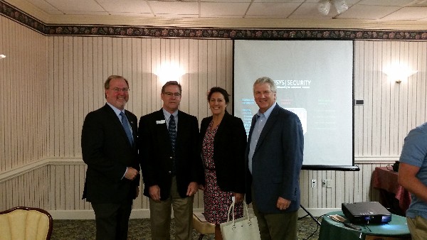 At the May Lunch and Learn are (from l) guest speaker Tom Patterson, vice president and general manager of Unisys Global Security Solutions; Bob Damen, chapter president; Grace Belangia of the Clubhouse; and Brig. Gen. Jeff Foley (Ret.), USA, of Loral Mountain Solutions LLC.