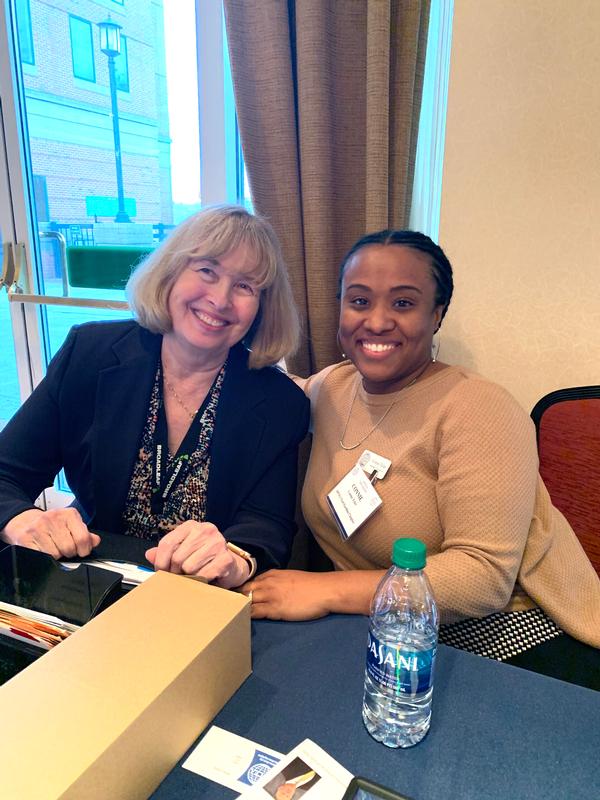 Chapter's Regional Vice President Pat Harrington and Connie Tyler support registration during January's Cyber Education, Research, and Training Symposium (CERTS).