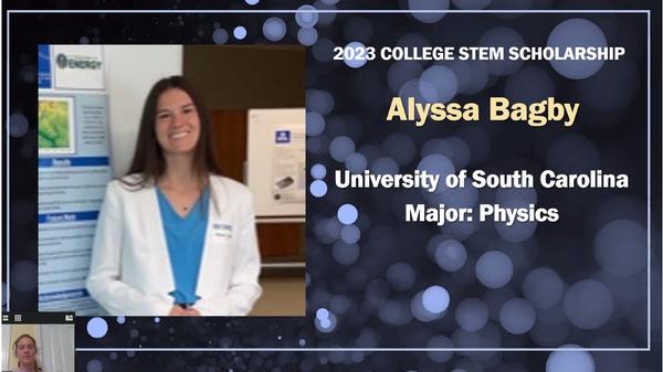 In June, Alyssa Bagby receives one of the 12 scholarships virtually presented by the chapter. Other winners not pictured were Alya Akhtar, Nicholas Plantamura, Greer Worley, Jace Wrightson, Jessica Lawson, Trista Brown, Sophia Coleman, Song Ting Tang, Emery Doss, Ansley Pacheco and Nika Shekastehband. 