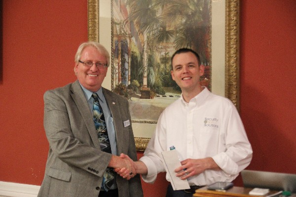 Brian Coffey, chapter president, thanks Burks for supporting the April Lunch and Learn and for his insightful presentation.  