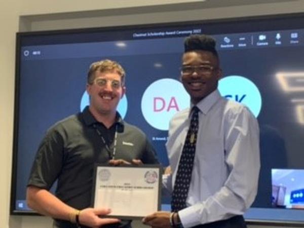 In June, Evan Minor receives a STEM scholarship.