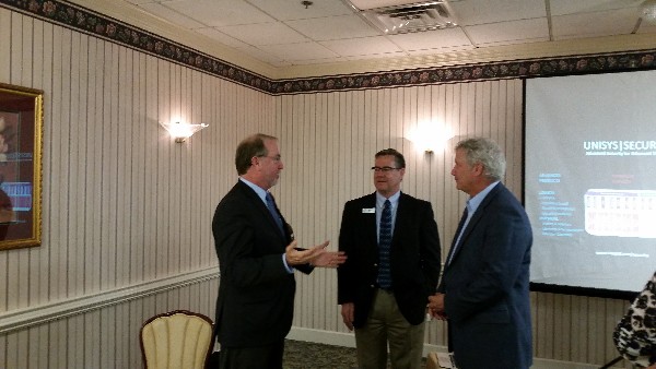 Patterson (l) speaks with Damen (c) and Gen. Foley about future engagements and partnerships with the chapter at the May event.