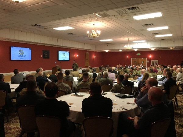 Col. Stanton answers cyber questions during the chapter's monthly Lunch and Learn in March. 