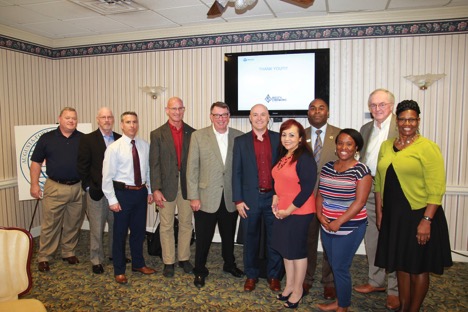 Chapter members relish the opportunity for a group photo with Cape Augusta team at the April forum.