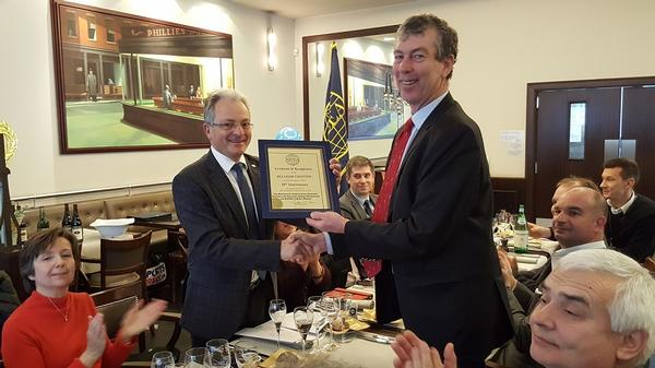 Gen. Staudacher and Alain Klein, chapter president, at the chapter's golden anniversary event in December.