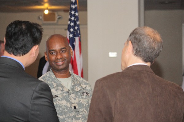 LTC Jeff Etienne engaging with members at the chapter's November luncheon.