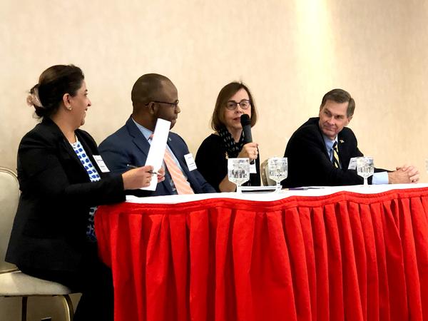 During the event in December, the small business panel (l-r) Reena Bhatia, Rob Stewart, Evelyn DePalma and Jim Kline answer questions and provide the unvarnished truth about all manners of acquisition strategy and source selection topics affecting the Department of Defense and its industry partners.