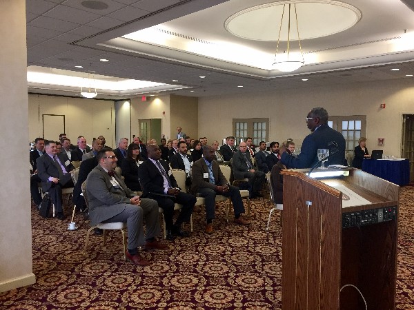 Marks takes questions from a full house at the January small business networking event.