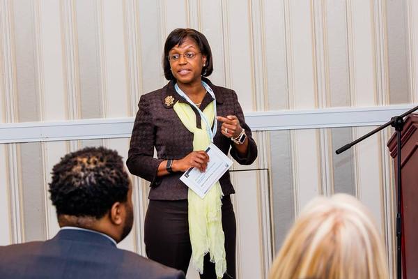 Andrea Armstrong, director, Aberdeen Proving Ground Office of Small Business Programs, notes during the chapter's April small-business forum that for each of the last three years, the U.S. Army Communications-Electronics Command (CECOM) and the U.S. Army Research, Development and Engineering Command (RDECOM) have collectively spent nearly $2.5 billion with small businesses across all socioeconomic categories.