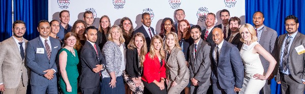 Chapter Young AFCEANs gather for a photo at the July dinner.
