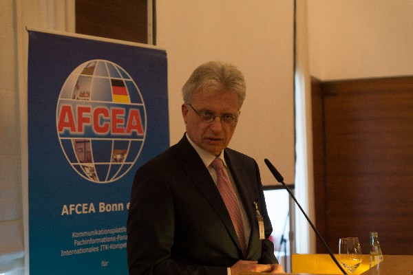 Dr. Hans-Dieter Lucas, German Ambassador to NATO, speaks to attendees at the parliamentary event in April. 