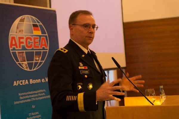 Lt. Gen. Ben Hodges, commanding general of the U.S. Army Europe discusses the need for more interoperability at the event in April. 