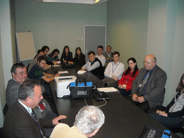 Romanian student club representatives meeting in Galati during the SIITME Conference in October include (l-r) Col. Liviu Cosereanu, Ph.D., Bucharest Chapter president; followed by Professor Dan Pitica, Technical University of Cluj Napoca Romania. In the back are students from several Romanian clubs followed by Professor Dorel Aiordachioaie, Dunarea de Jos University of Galati.