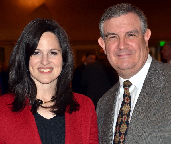 Anne Newberger, who has served as the director, National Security Agency/Central Security Service Commercial Solutions Center, and Matt Emmel, CACI, join together at the January luncheon.