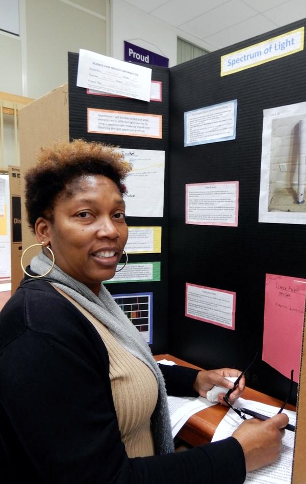 Rhonda Johnson is the chapter's science fair lead and a volunteer at the December events. 
