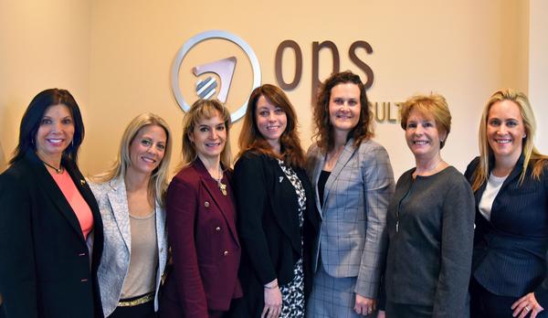 Women in Intelligence Group (WIIG) mentors participating in the chapter's WIIG in a Minute (WIAM) mentoring session in March include (l-r) Jami Kirkwood, WIAM co-lead; Alison Eyre, vice president, executive and technical recruiter for Strategic Resource Group (SRG); Debbie Mobley, human resources manager for Praxis Engineering; Angie Lienert, president and CEO of IntelliGenesis LLC; Rachel Schei, chief engineer at Northrop Grumman Mission Systems; Doreen Harwood, senior vice president at Leidos; and Shana Cosgrove, WIAM co-lead.