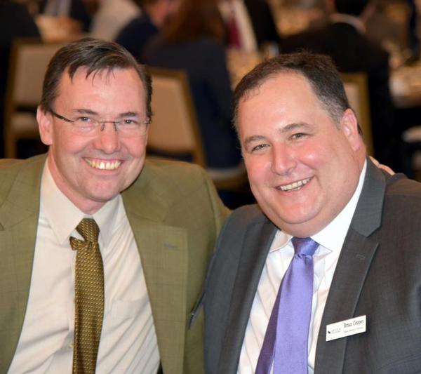 Chapter President Martin Barrett (l) with Charlie Brown Award winner Brian Cooper.