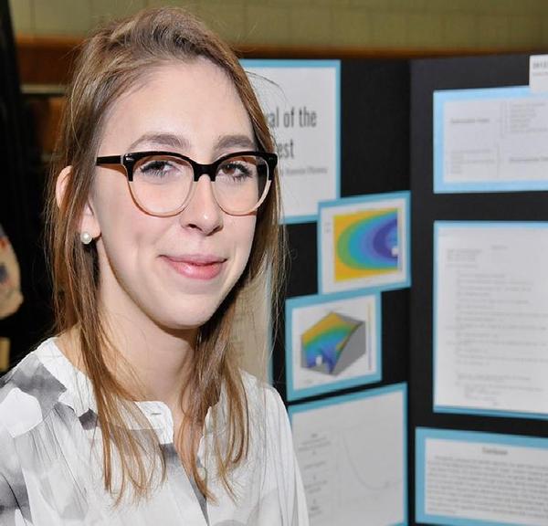 Helen Dover, South River High School senior, is the recipient of the chapter's third place award for her project at the March Anne Arundel County Regional Science and Engineering Expo.