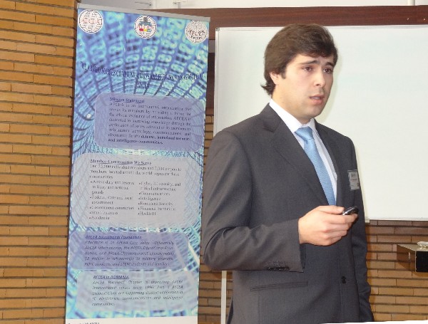 Joao Morgado, a student club member, delivers a presentation at the 6th AFCEA European Student Conference in Bucharest in March.