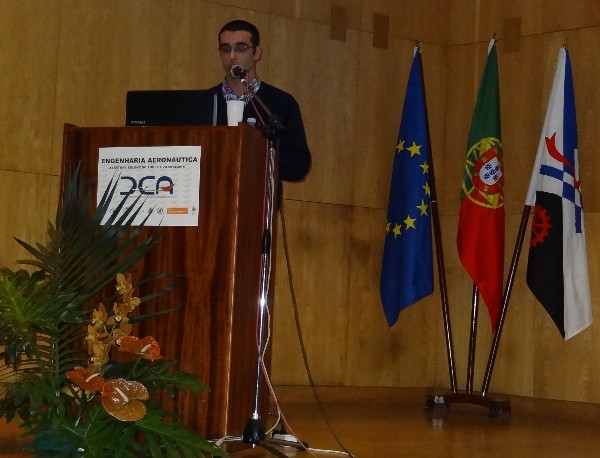 Pedro Albuqerque, first vice president of the Covilha Student Club, speaks at the opening of the 2014-15 academic year, University of Beira Interior, Covilha, Portugal, in December.