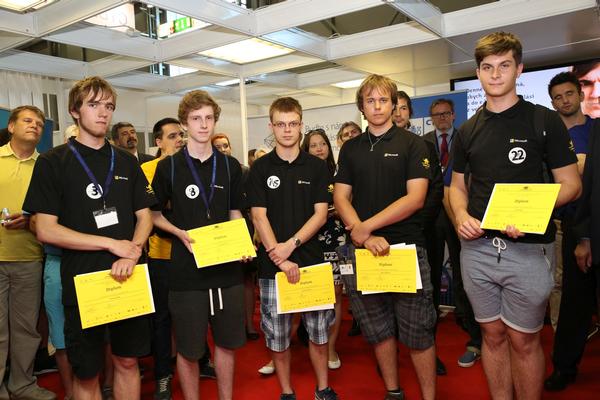 Attending the Czech National High School Cyber Security Competition in June are finalists (l-r) Jakub Smejkal (winner), Jiri Kucera, Krystof Macek, Matej Kafka and Jakub Vancata.  