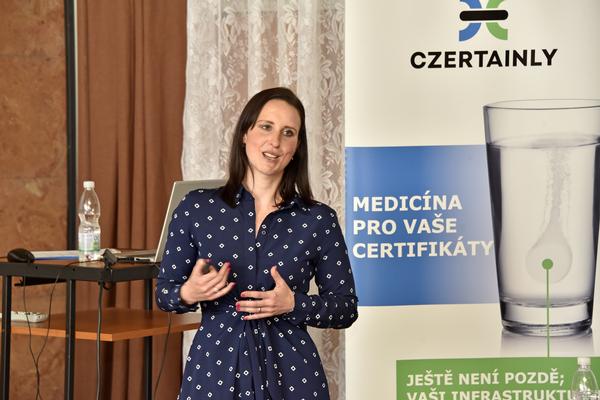 Barbora Vlachova gives a speech focused on the impacts of the upcoming regulation on liable persons at the April event.