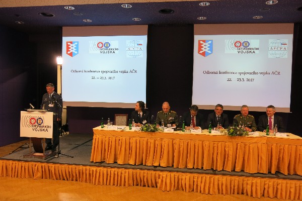 Col. Frantisek Ridzak, CZAF, chief, Czech Signal Corps, opens up the C4ISTAR conference in March as part of the 100th anniversary of Czech Signal troops. (Photo by Alice Stysova, Czech Ministry of Defense) 