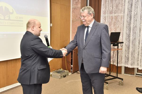 Petr Jirasek, regional vice president, Central Eastern Europe, welcomes Dusan Navratil, director, NCISA, at the September event.