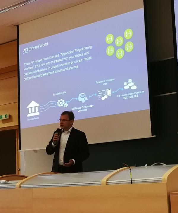 At the cybersecurity seminar in September, Zdenek Boruvka, IBM, presents on application programming interface. 