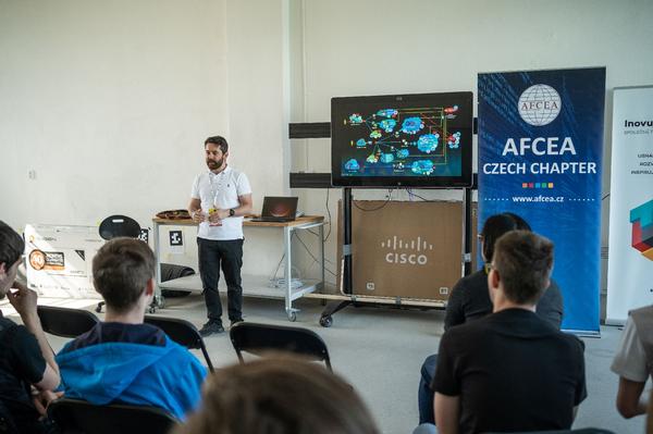 Students listen to a cyber seminar in June.