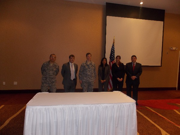 New chapter officers are sworn in during the January luncheon.