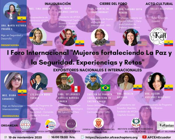In November, the chapter holds the International Forum: "Women strengthening La Paz y la Seguridad. Experiences and Challenges."